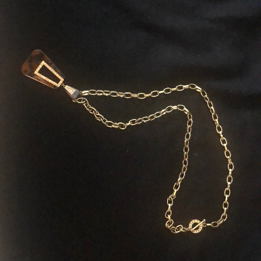 Heidi Daus pendant gold and tortis/Chrystal necklace